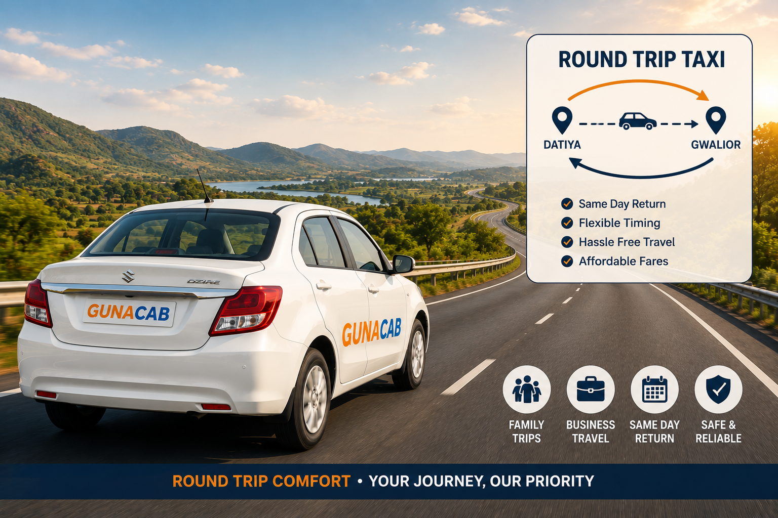 Round trip taxi in Datia