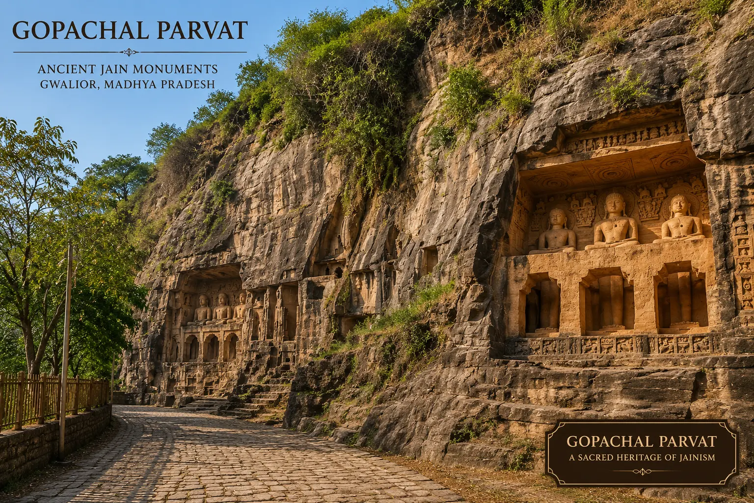 Gopachal Parvat Jain monuments Gwalior